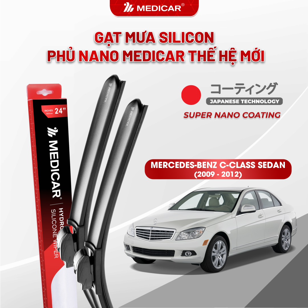 Gạt mưa ô tô Medicar silicon phủ Nano cho xe Mercedes-Benz C-Class