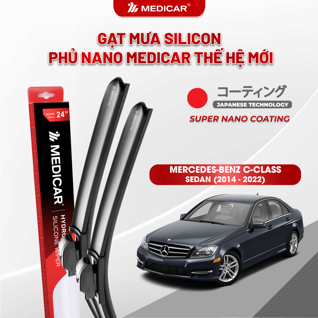 Gạt mưa ô tô Medicar silicon phủ Nano cho xe Mercedes-Benz C-Class