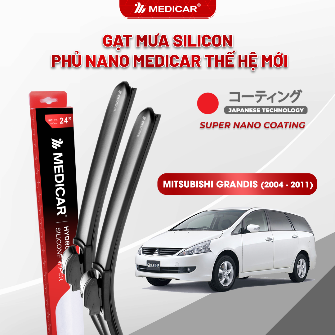 Gạt mưa ô tô Medicar silicon phủ Nano cho xe Mitsubishi Grandis