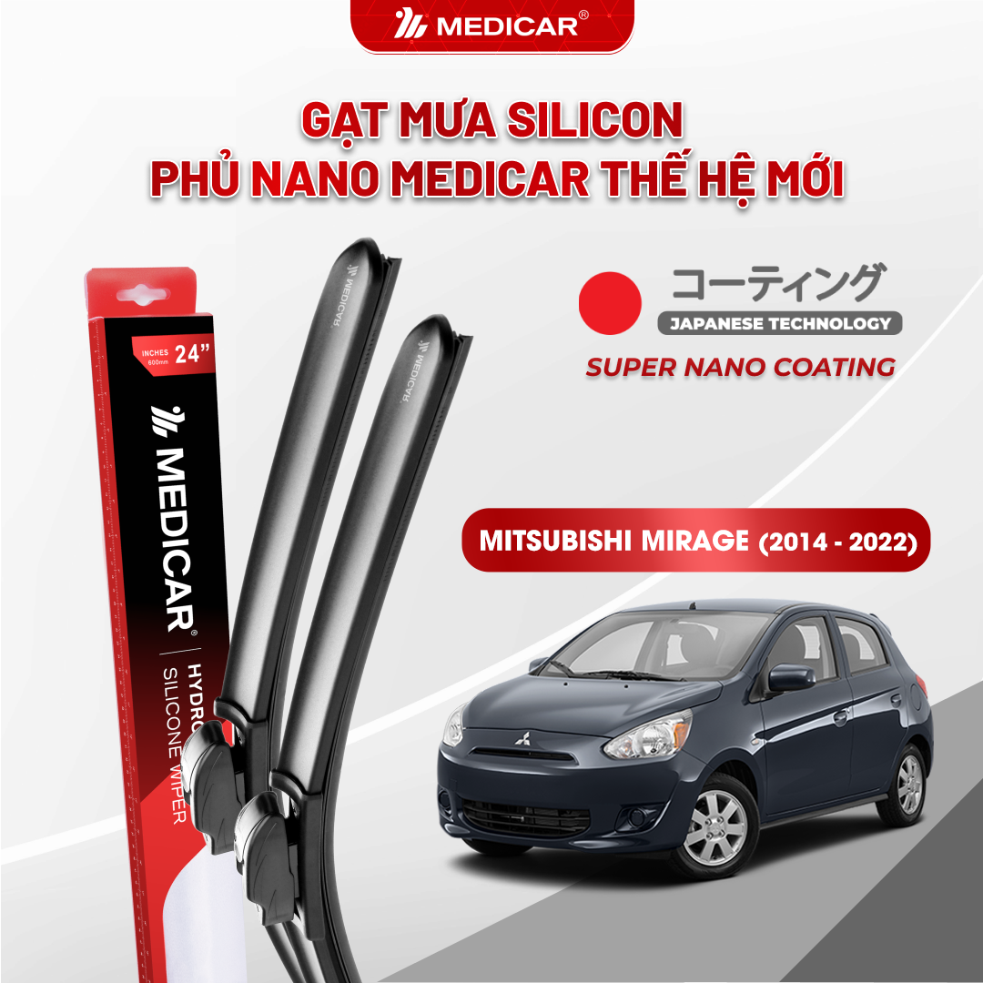 Gạt mưa ô tô Medicar silicon phủ Nano cho xe Mitsubishi Mirage