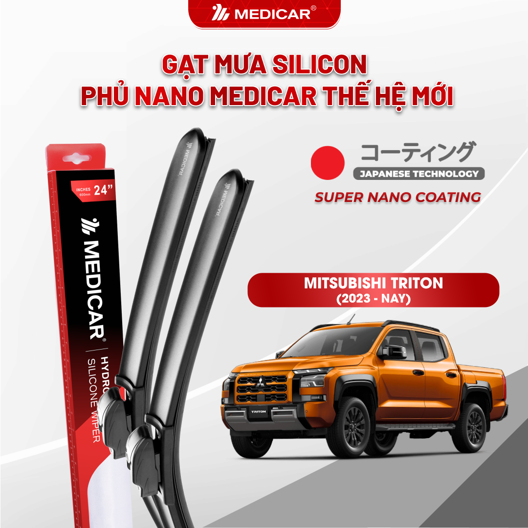 Gạt mưa ô tô Medicar silicon phủ Nano cho xe Mitsubishi Triton