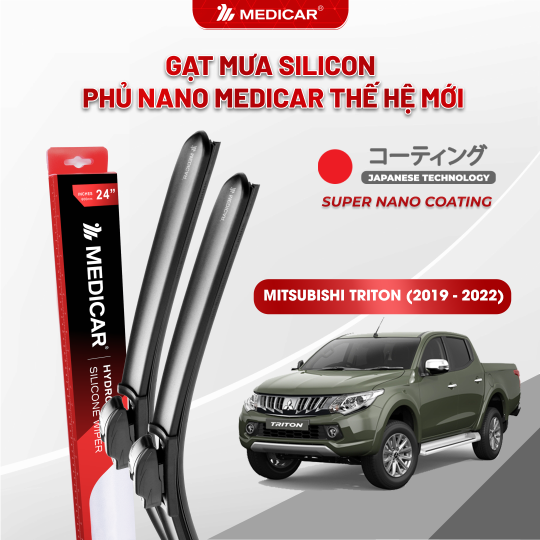 Gạt mưa ô tô Medicar silicon phủ Nano cho xe Mitsubishi Triton