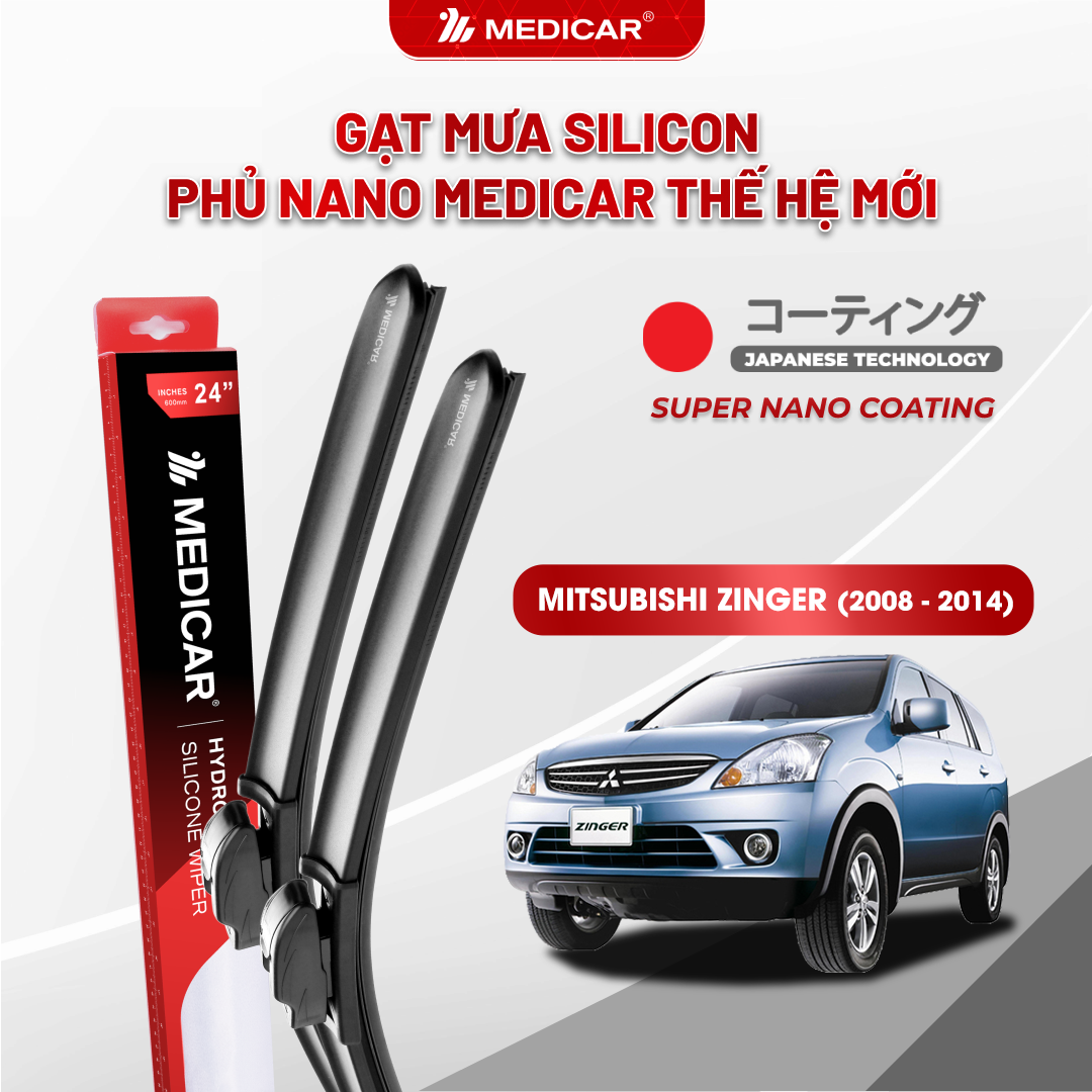 Gạt mưa ô tô Medicar silicon phủ Nano cho xe Mitsubishi Zinger