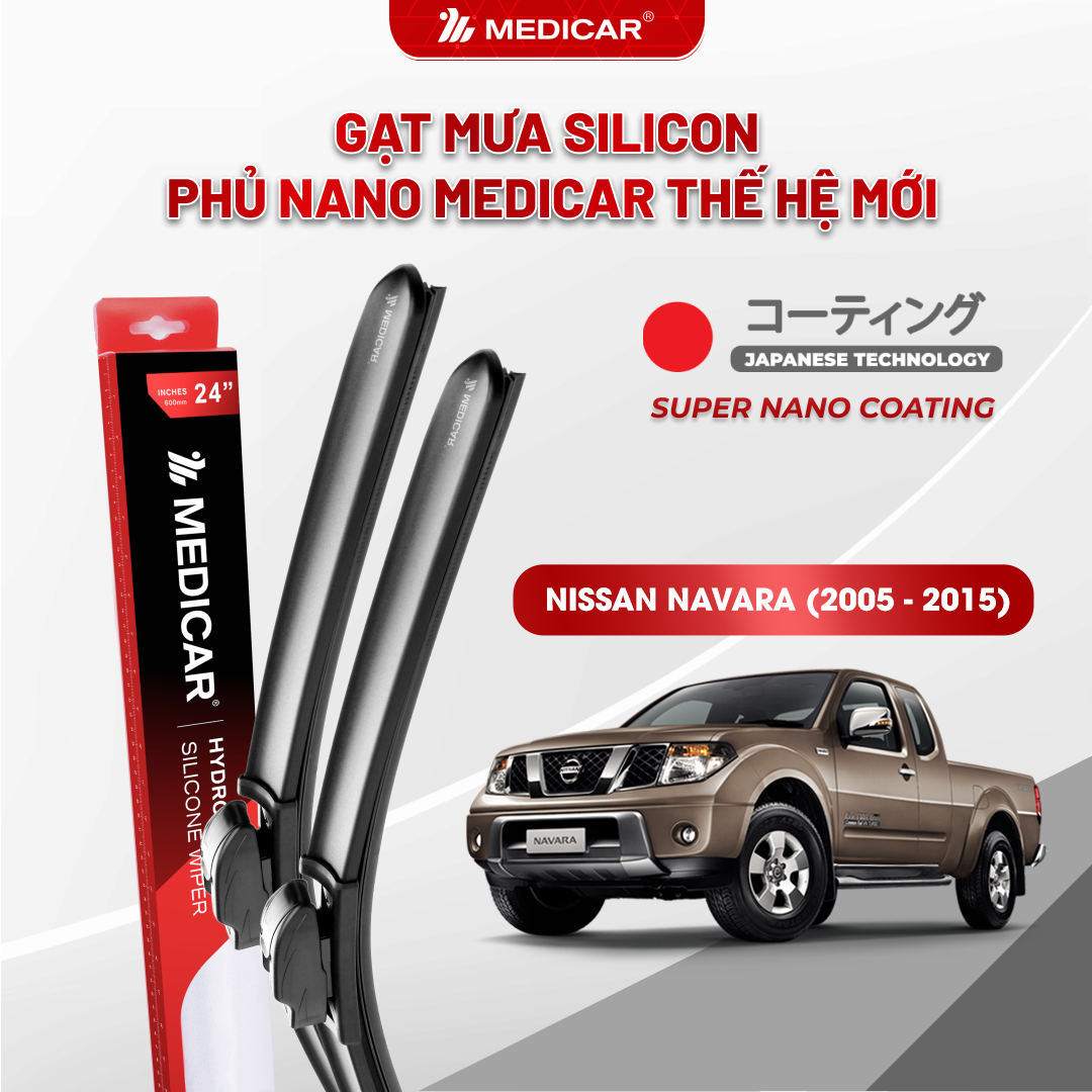 Gạt mưa ô tô Medicar silicon phủ Nano cho xe Nissan Navara