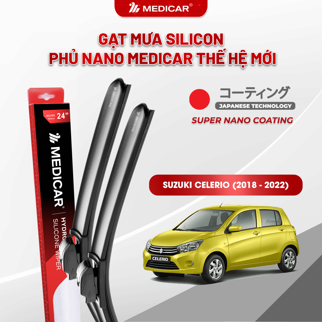 Gạt mưa ô tô Medicar silicon phủ Nano cho xe Suzuki Celerio