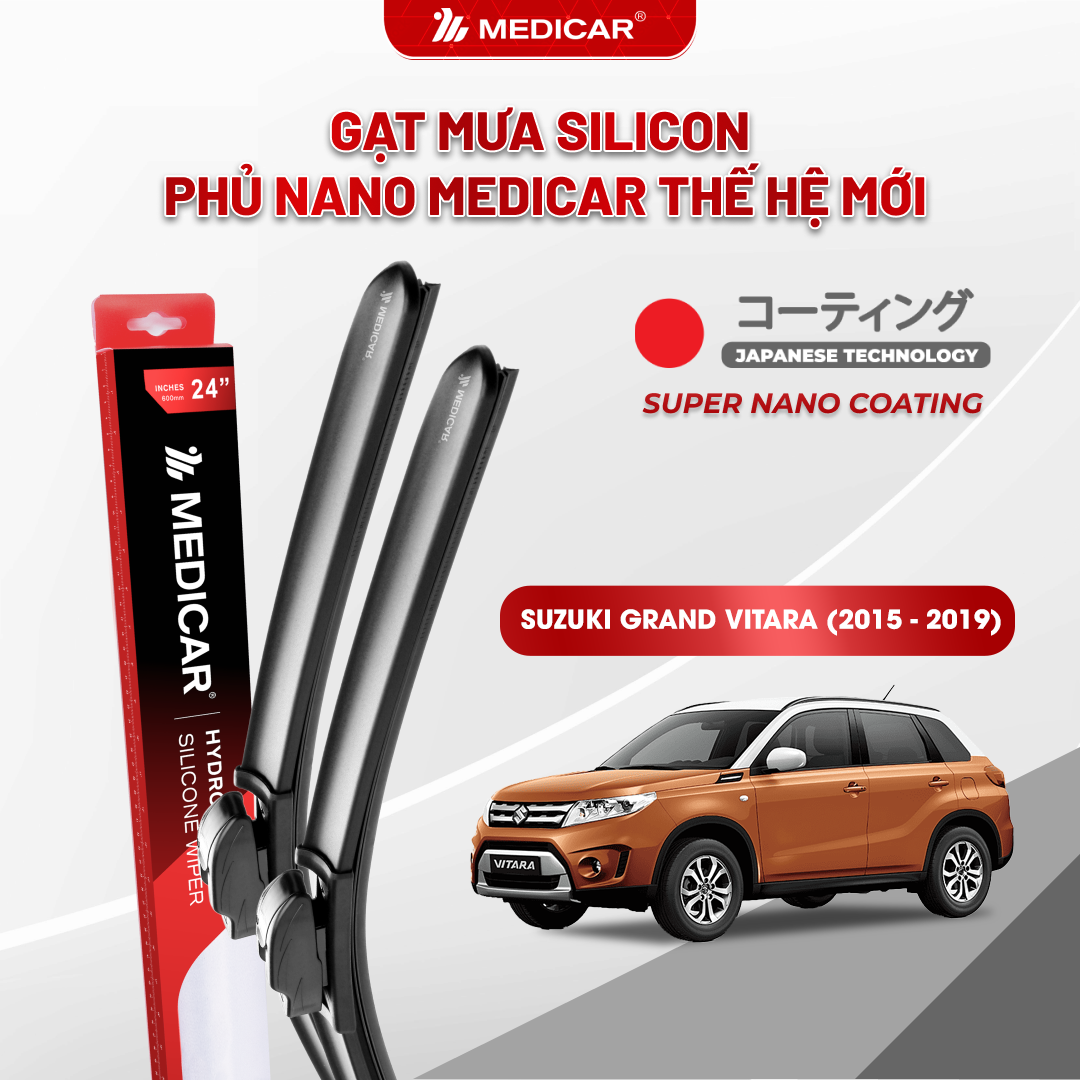 Gạt mưa ô tô Medicar silicon phủ Nano cho xe Suzuki Grand Vitara