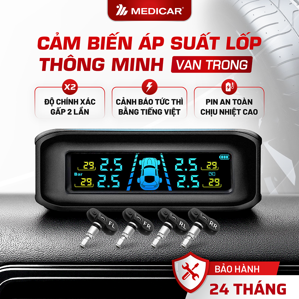 [TPMS] Cảm biến áp suất lốp ô tô thông minh Medicar