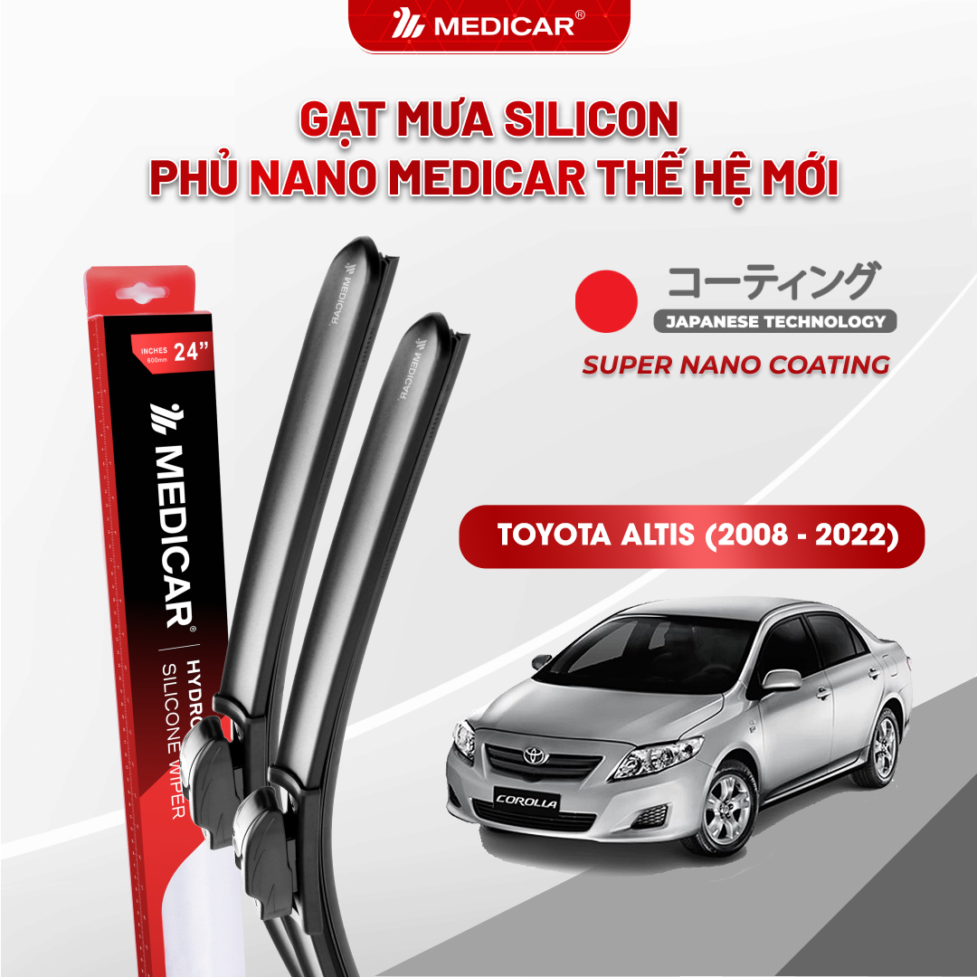 Gạt mưa ô tô Medicar silicon phủ Nano cho xe Toyota Altis