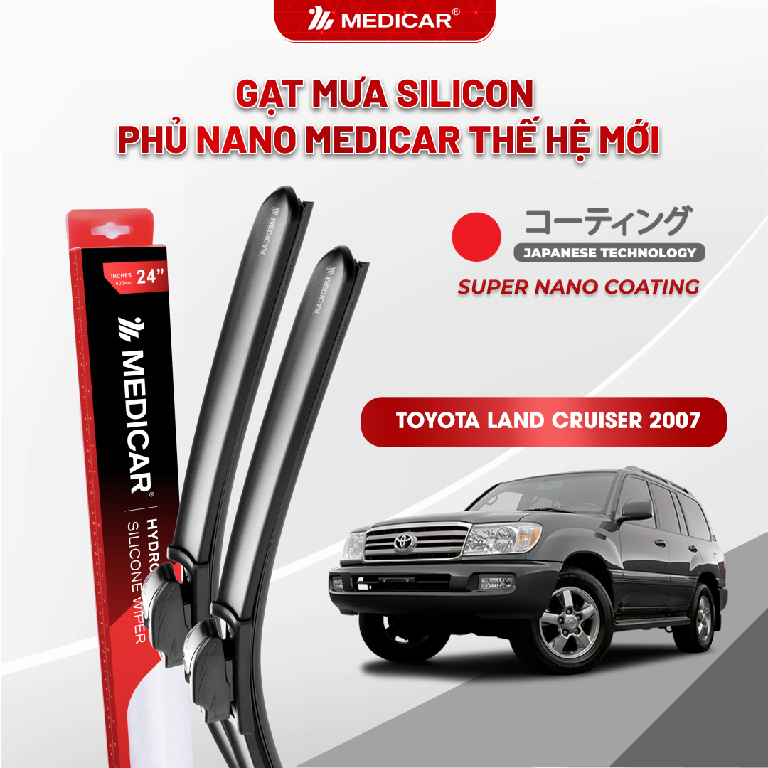 Gạt mưa ô tô Medicar silicon phủ Nano cho xe Toyota Land Cruiser Prado