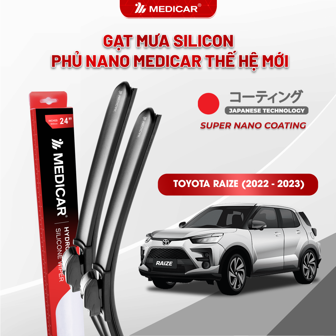 Gạt mưa ô tô Medicar silicon phủ Nano cho xe Toyota Raize