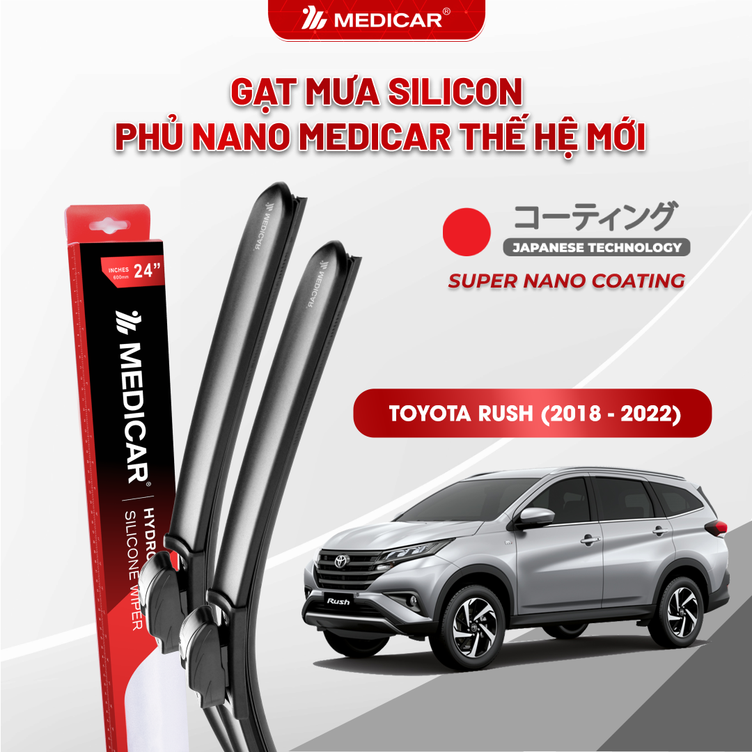 Gạt mưa ô tô Medicar silicon phủ Nano cho xe Toyota Rush