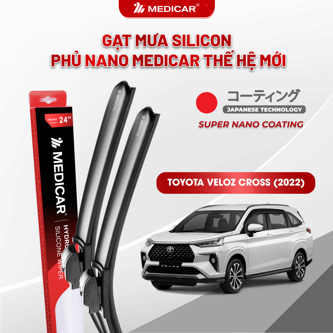 Gạt mưa ô tô Medicar silicon phủ Nano cho xe Toyota Veloz Cross