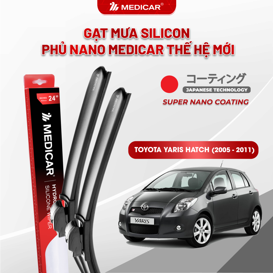 Gạt mưa ô tô Medicar silicon phủ Nano cho xe Toyota Yaris