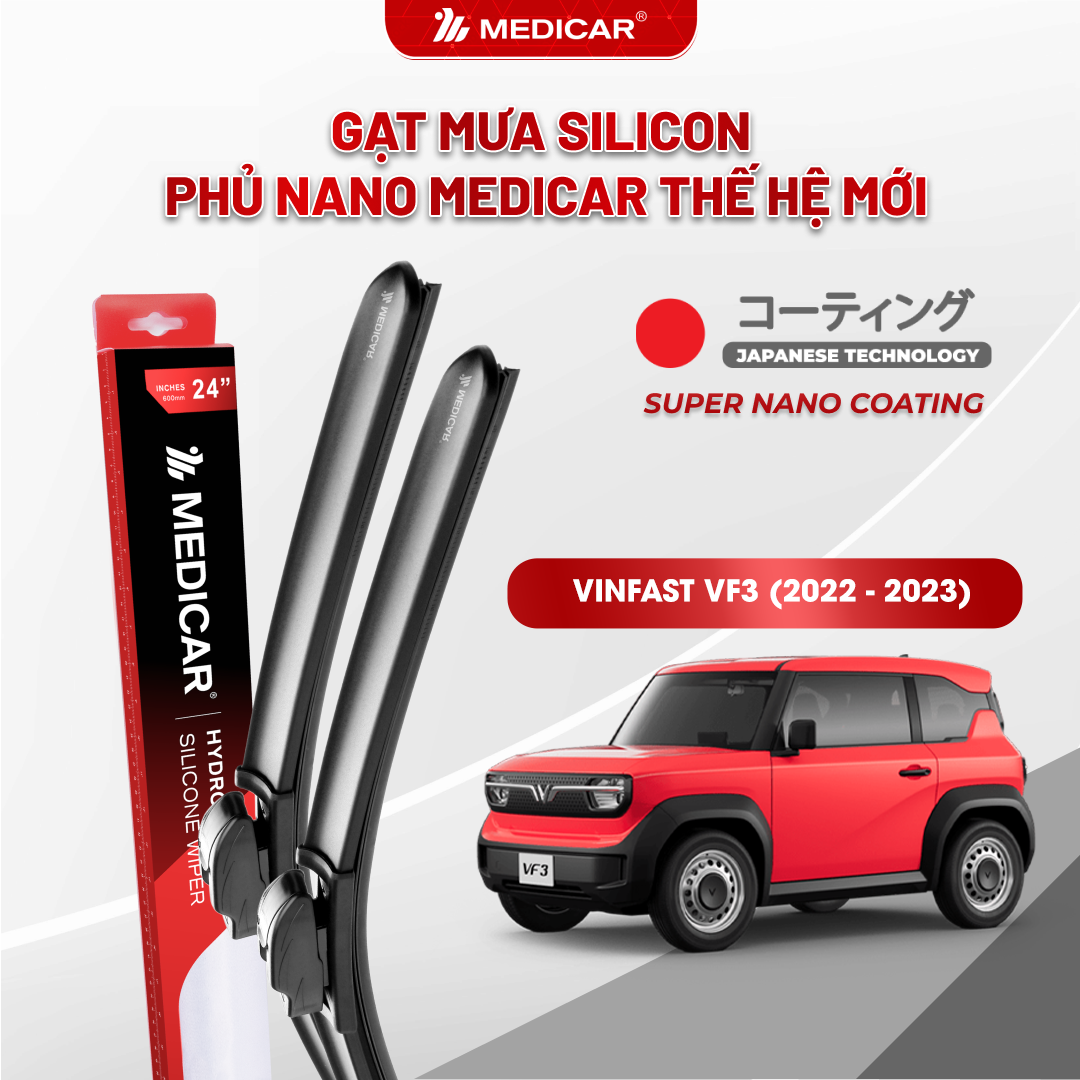 Gạt mưa ô tô Medicar silicon phủ Nano cho xe Vinfast VF3