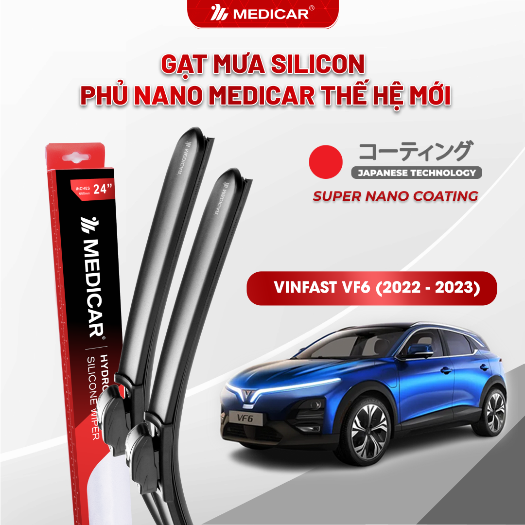 Gạt mưa ô tô Medicar silicon phủ Nano cho xe Vinfast VF6