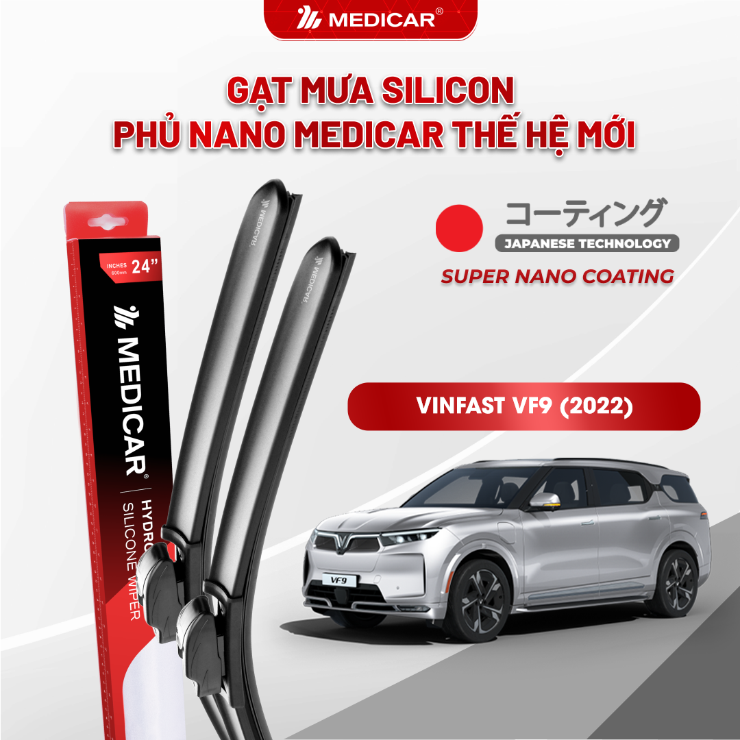 Gạt mưa ô tô Medicar silicon phủ Nano cho xe Vinfast VF9