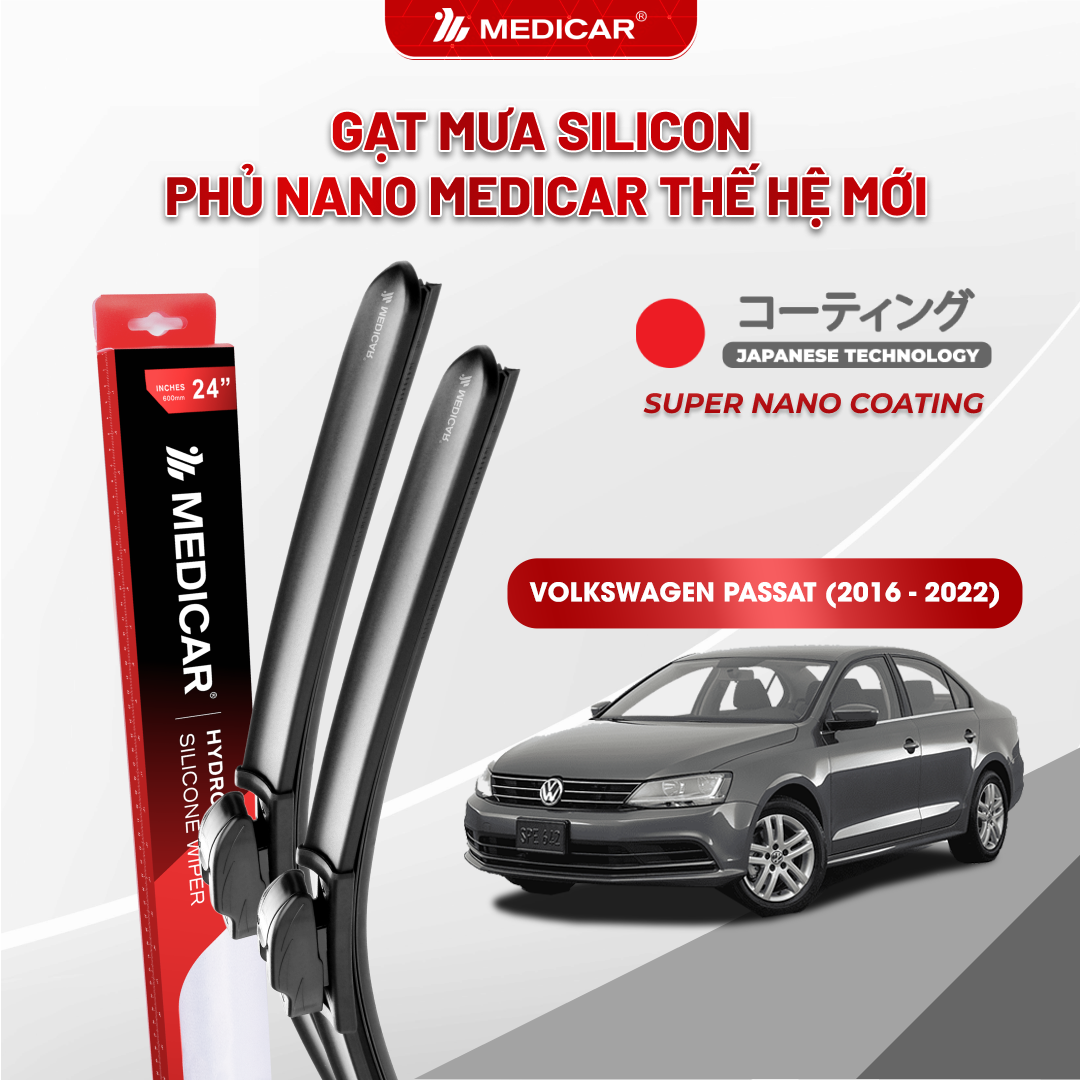 Gạt mưa ô tô Medicar silicon phủ Nano cho xe Volkswagen Passat