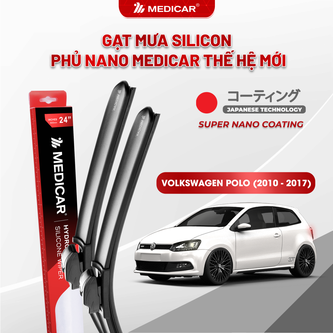 Gạt mưa ô tô Medicar silicon phủ Nano cho xe Volkswagen Polo