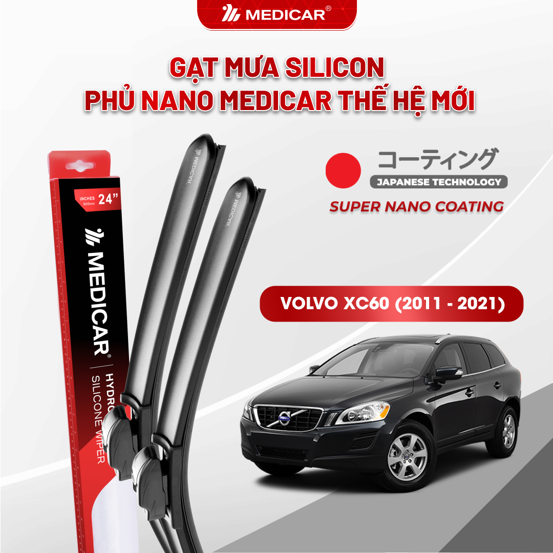 Gạt mưa ô tô Medicar silicon phủ Nano cho xe Volvo XC60