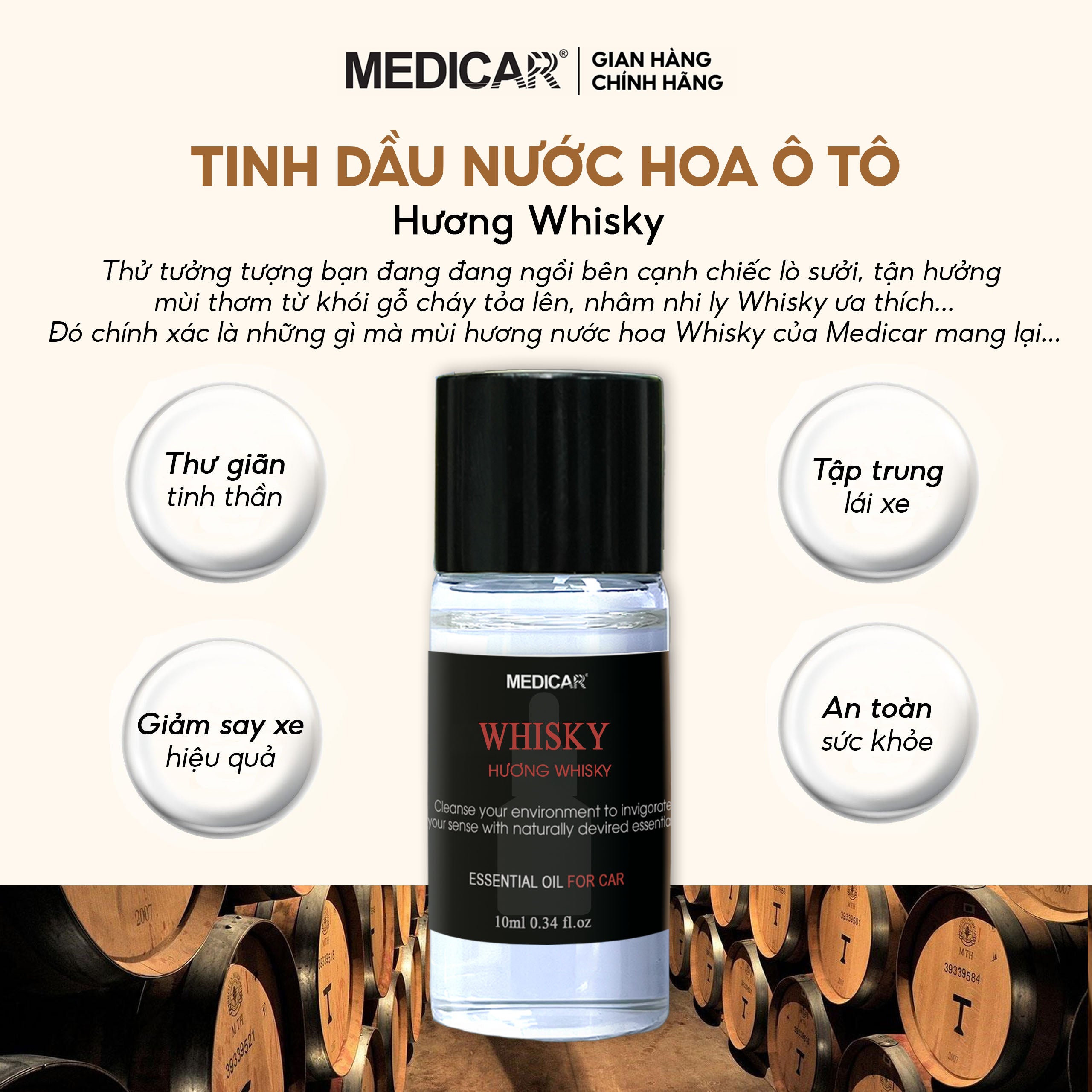 Tinh dầu ô tô WHISKY 10ml