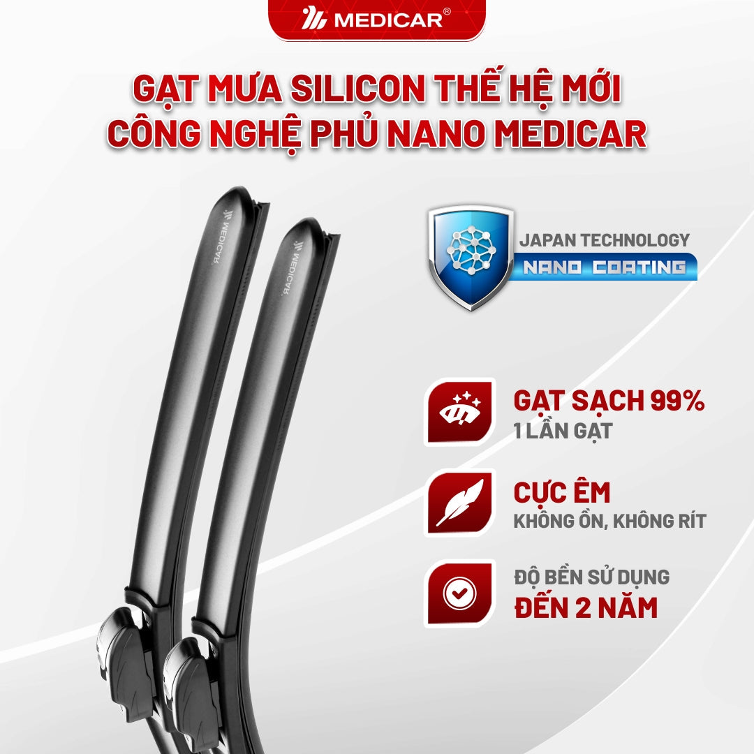 Gạt mưa ô tô Medicar silicon phủ Nano cho xe Toyota Previa