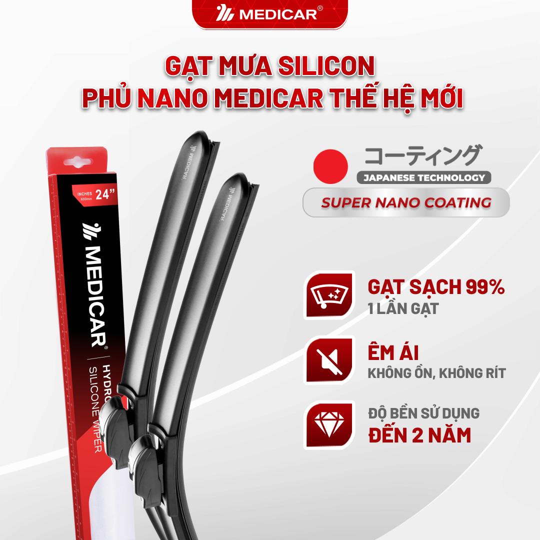 Gạt mưa ô tô Medicar silicon phủ Nano cho xe Volkswagen Skoda Kushaq