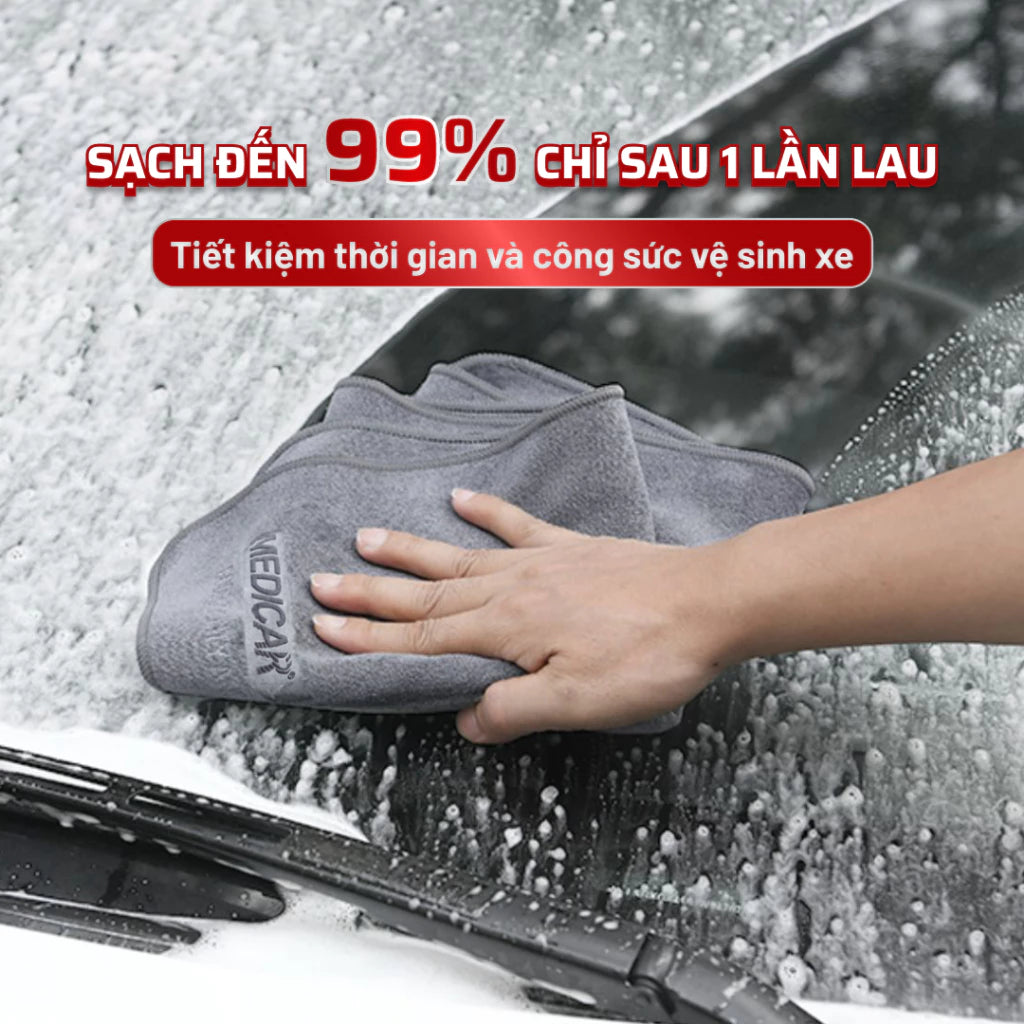 Khăn lau xe ô tô chuyên dụng MEDICAR chất liệu Microfiber thấm hút, sạch, bền bỉ, an toàn bề mặt